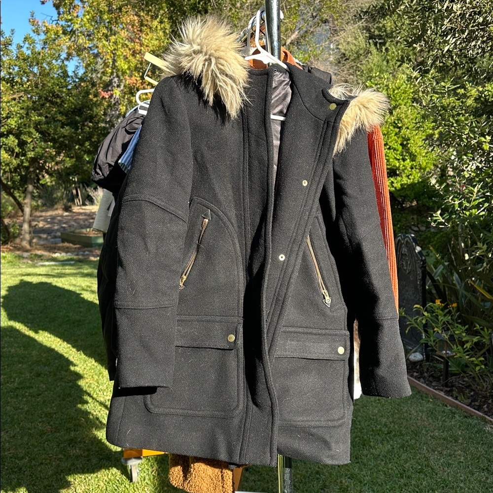 J. Crew Black Stadium Cloth Coat